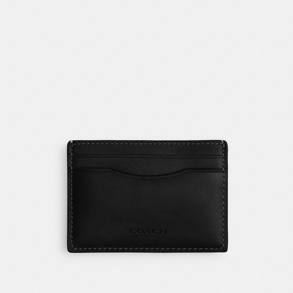 COACH®,Money Clip Card Case,Leather,Card Case,Logo,Money Clip,Casual,Black,Front View
