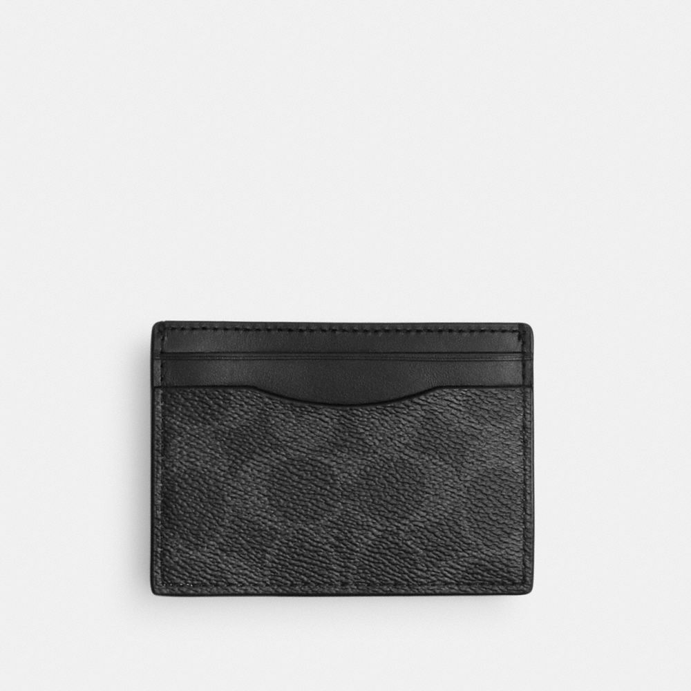 COACH®,Money Clip Card Case In Signature Canvas,Canvas,Calfskin Leather,Card Case,Money Clip,Casual,,Front View