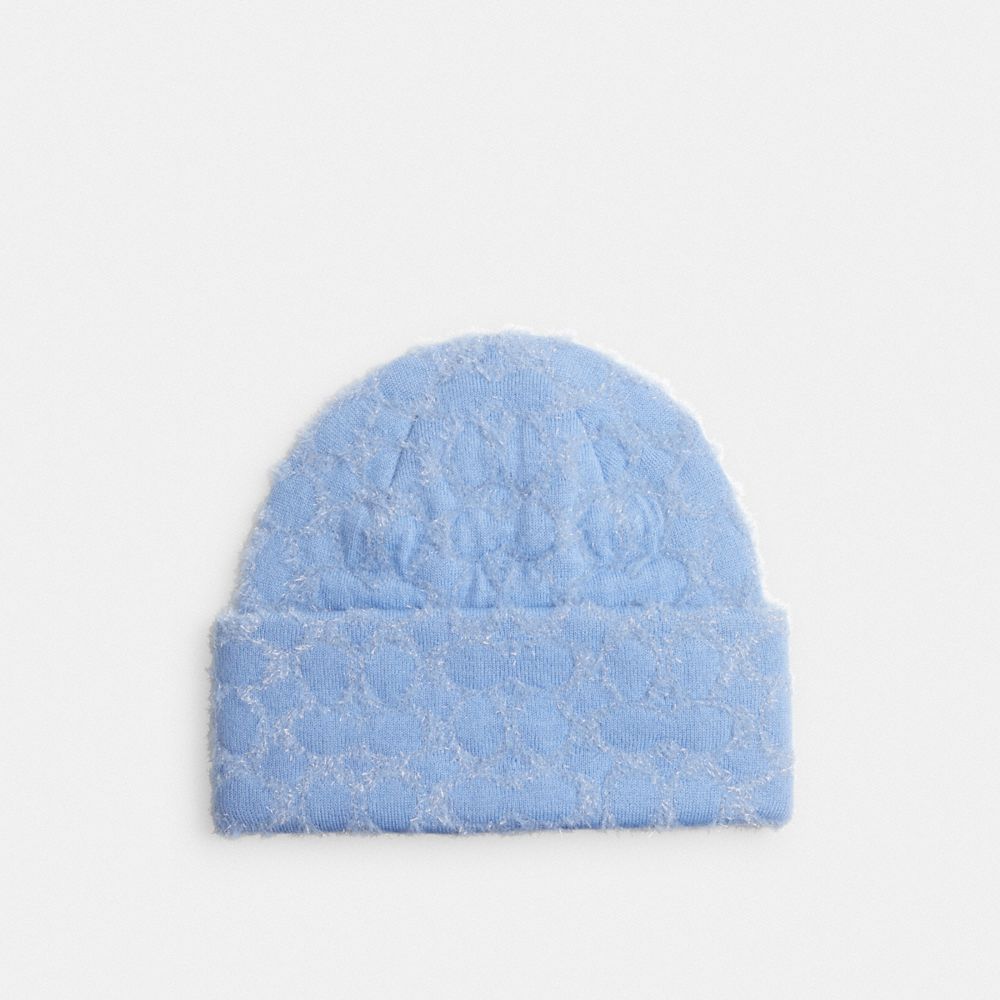 COACH®,Signature Metallic Beanie,Wool Blend,Beanie,Casual,Blue