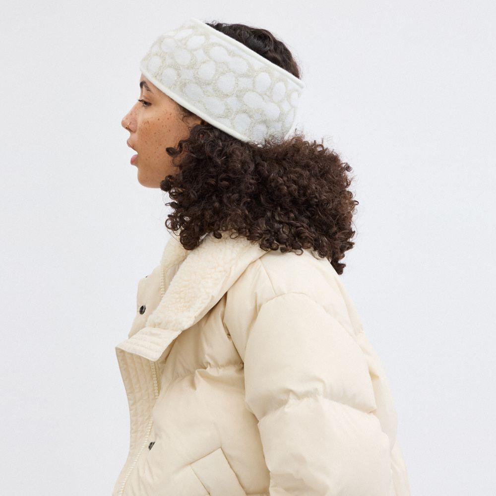 COACH®,Signature Metallic Headband,Wool Blend,Headband,Casual,Cream,Detail View