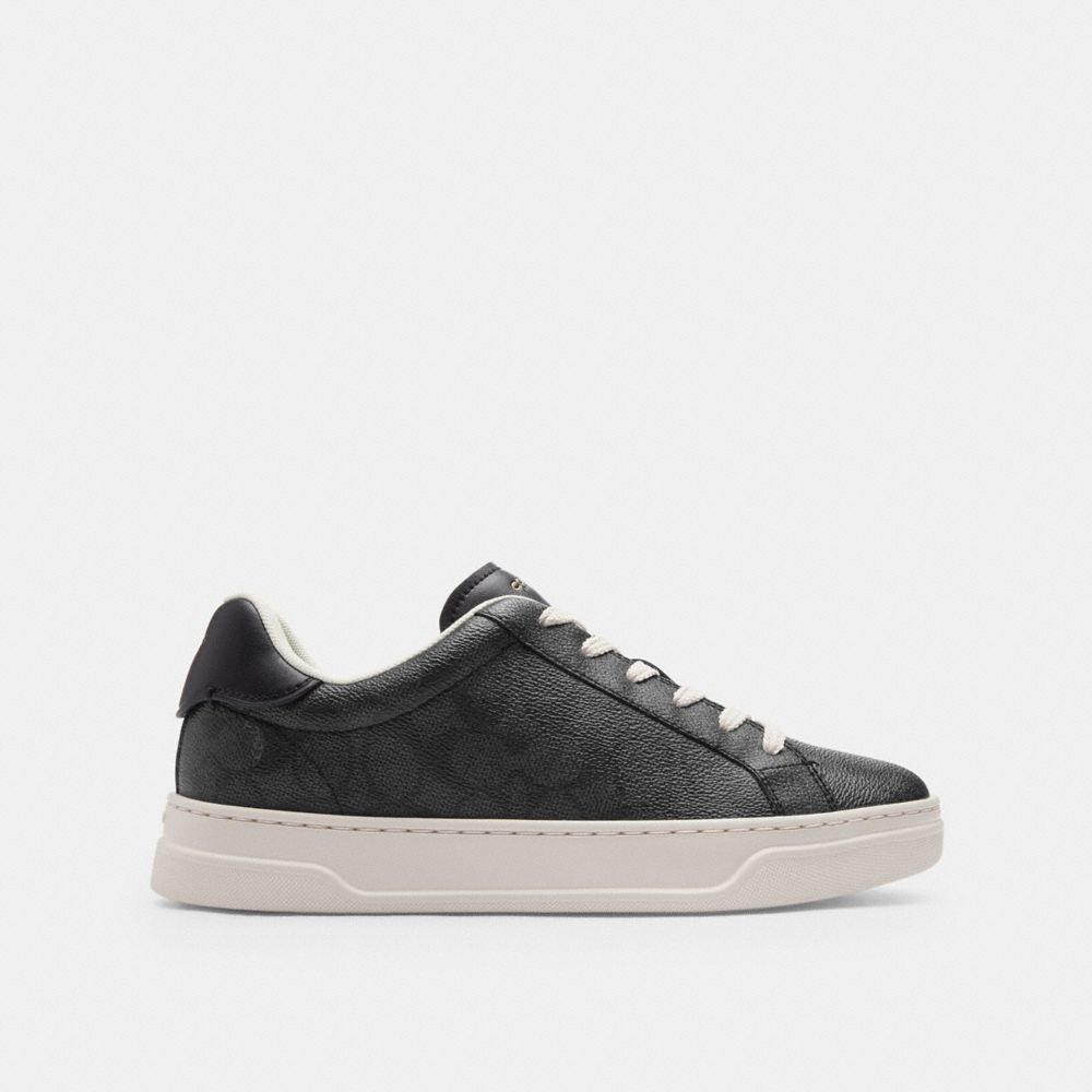 COACH®,High Line Sneaker In Signature Canvas,Canvas,Lining Mesh,Mesh,Casual,Fabric,Pull Tab,Casual,Black,Angle View