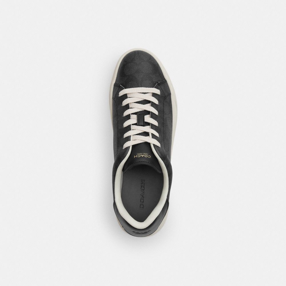 COACH®,High Line Sneaker In Signature Canvas,Canvas,Lining Mesh,Mesh,Casual,Fabric,Pull Tab,Casual,Black,Inside View,Top View