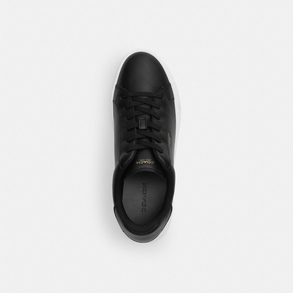 COACH®,High Line Sneaker,Leather,Lining Mesh,Mesh,Casual,Fabric,Embossed,Logo,Cushion Toe,Cushioned,Casual,Black,Inside View,Top View