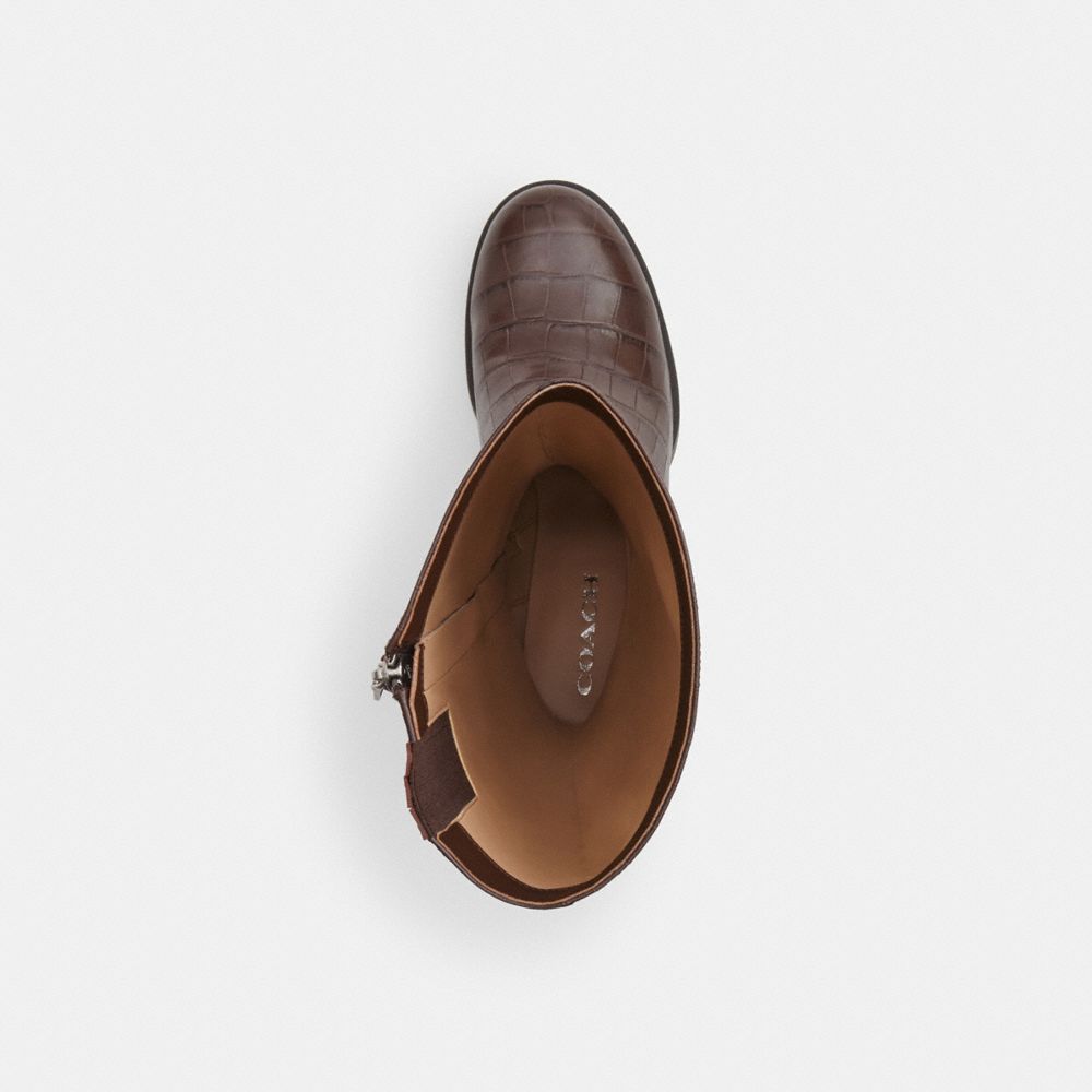 COACH®,Natasha Boot,Leather,Rubber,Boots,Pull Tab,Day Party,Brown,Inside View,Top View