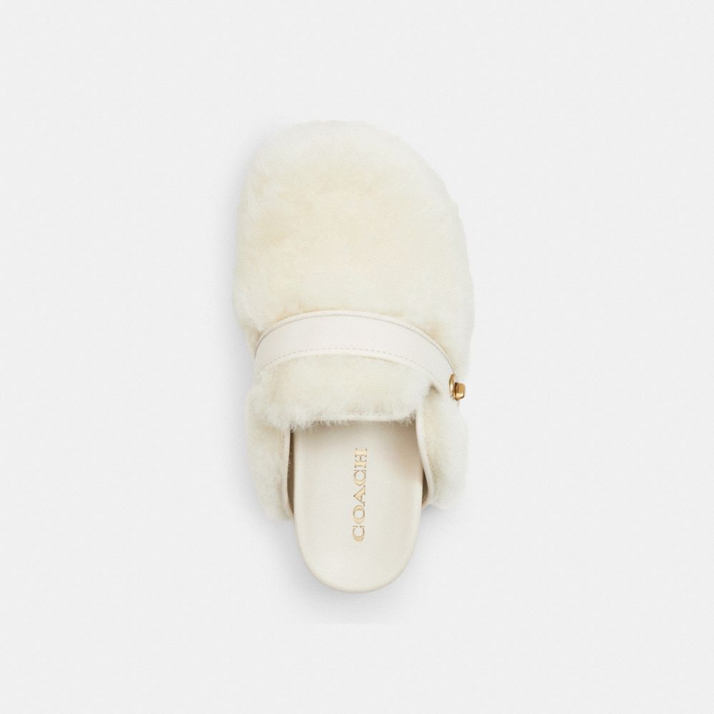COACH®,Blake Clog,Shearling,Rubber,Mules,Clogs,Traction,Casual,Indoor,Cream,Inside View,Top View