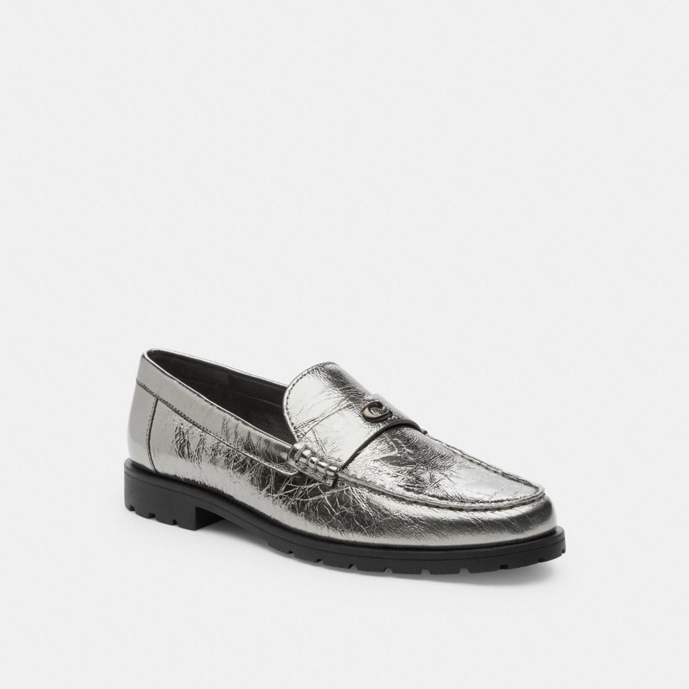 COACH®,Jocelyn Loafer,Rubber,Loafer,Logo,Metal,Penny Loafer,Traction,Day Party,Metallic,Front View