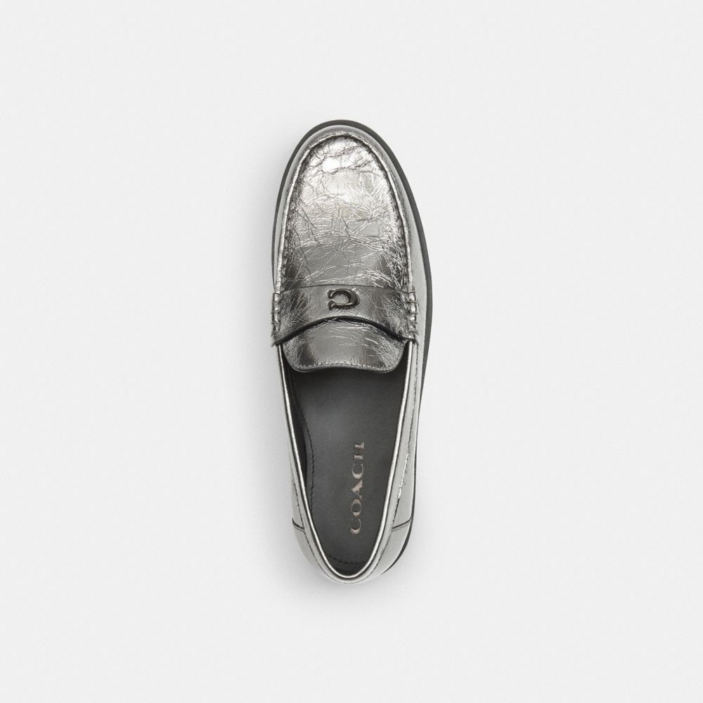 COACH®,Jocelyn Loafer,Rubber,Loafer,Logo,Metal,Penny Loafer,Traction,Day Party,Metallic,Inside View,Top View