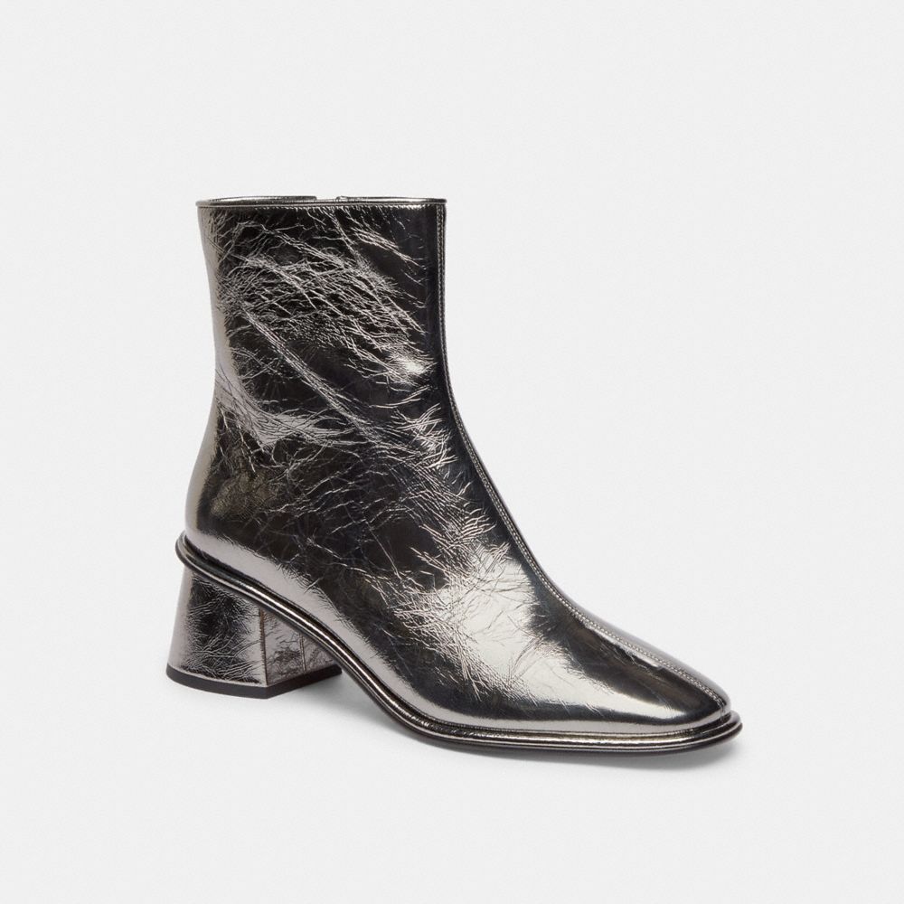 COACH®,Gigi Bootie,Rubber,Leather,Bootie,Pull Tab,Party,Black,Front View