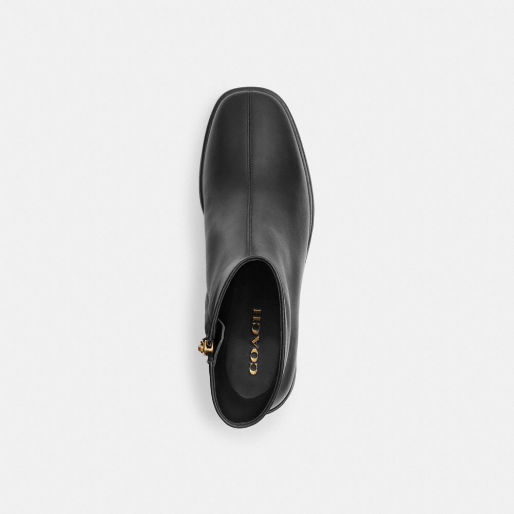 COACH®,Gigi Bootie,Leather,Rubber,Bootie,Cushioned,Pull Tab,Day Party,Black,Inside View,Top View