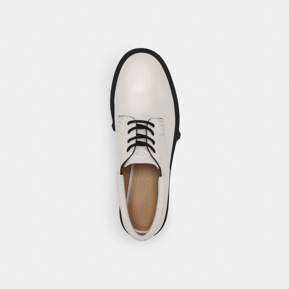 COACH®,Lyla Derby,Rubber,Derby Shoes,Oxford,Cushioned,Traction,Work,Casual,White,Inside View,Top View