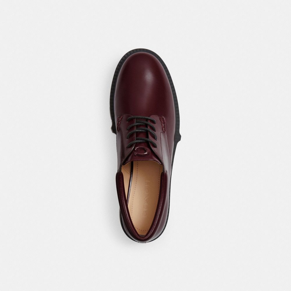 COACH®,Lyla Derby,Rubber,Derby Shoes,Oxford,Cushioned,Traction,Work,Casual,Maroon,Inside View,Top View