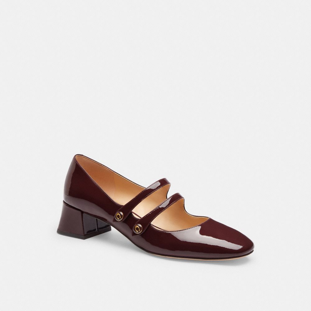 COACH®,Angelina Mary Jane,Rubber,Pumps,Logo,Pull Tab,Day Party,Maroon,Front View