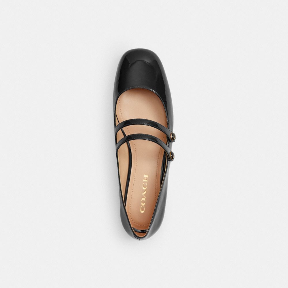 COACH®,Winley Mary Jane,Rubber,Ballet Flats,Logo,Traction,Pull Tab,Day Party,Black,Inside View,Top View
