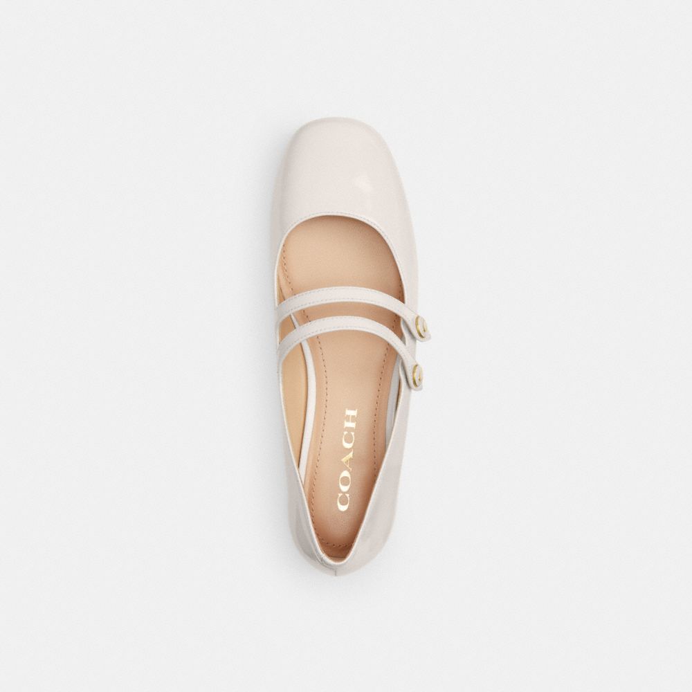 COACH®,Winley Mary Jane,Rubber,Ballet Flats,Logo,Traction,Pull Tab,Day Party,White,Inside View,Top View