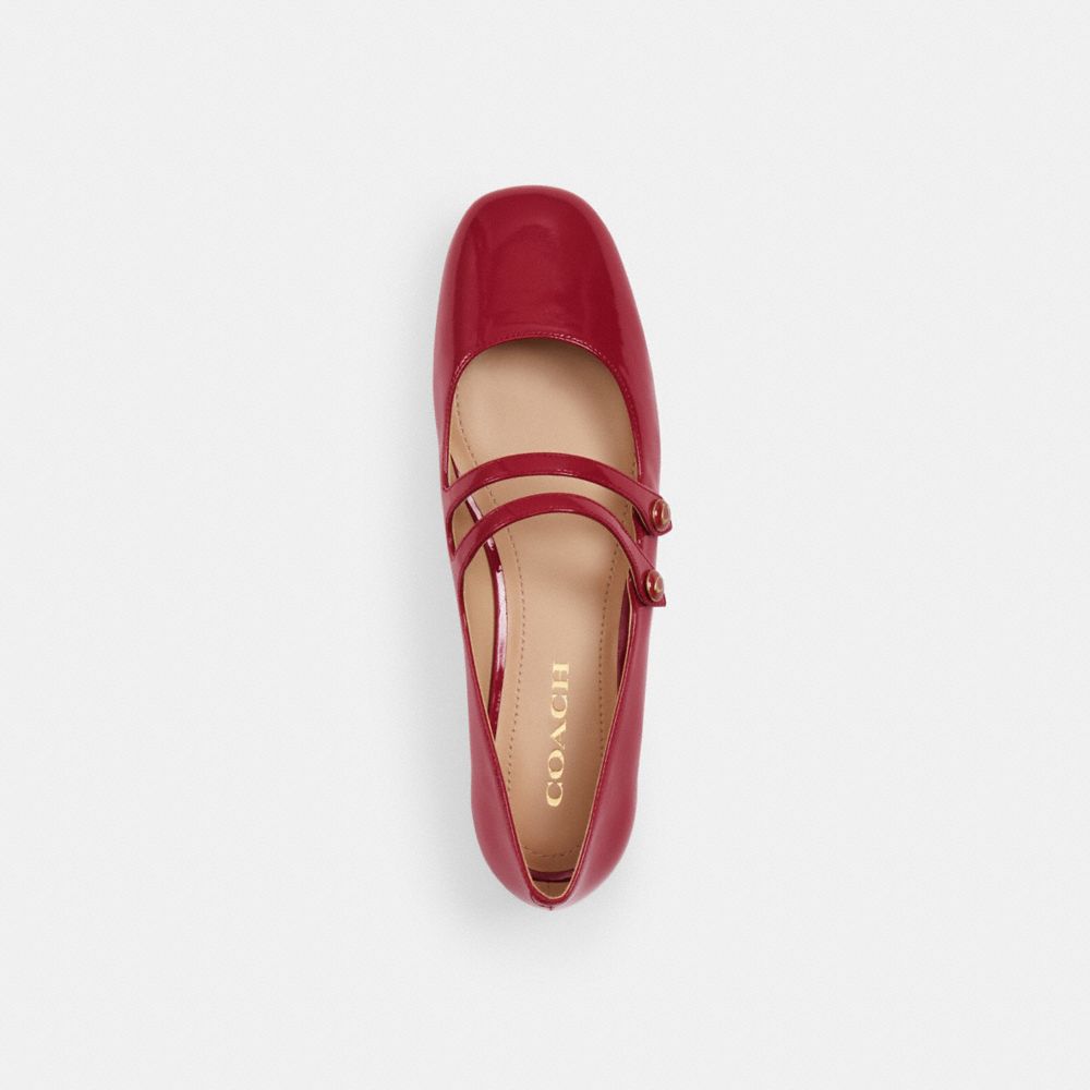 COACH®,Winley Mary Jane,Rubber,Ballet Flats,Logo,Traction,Pull Tab,Day Party,Maroon,Inside View,Top View