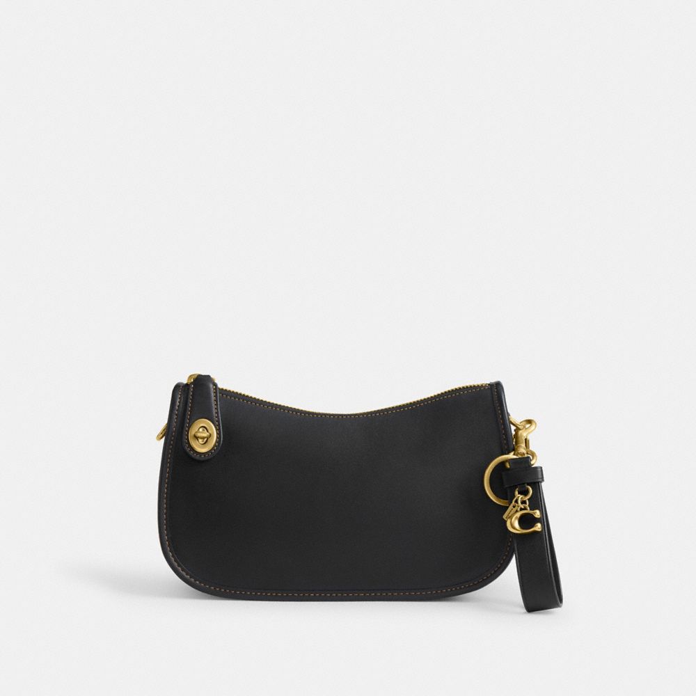 COACH®,Loop Bag Charm,Engraving,Logo,Brass,Casual,Black,Angle View