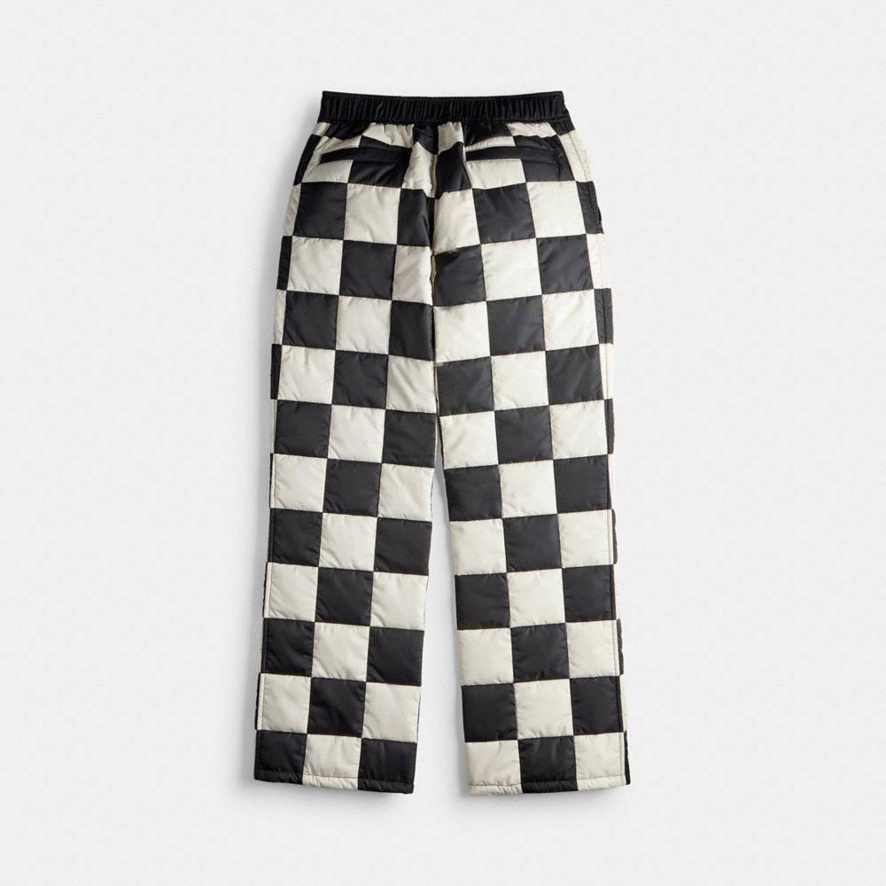 COACH®,Coachtopia Loop Puffer Pants With Checkerboard Quilting,Recycled Polyester,Straight,Sustainable,Casual,Multi Color,Back View