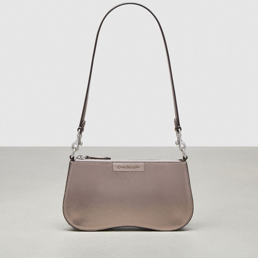 COACH®,Wavy Baguette Bag In Metallic Coachtopia Leather,,Front View