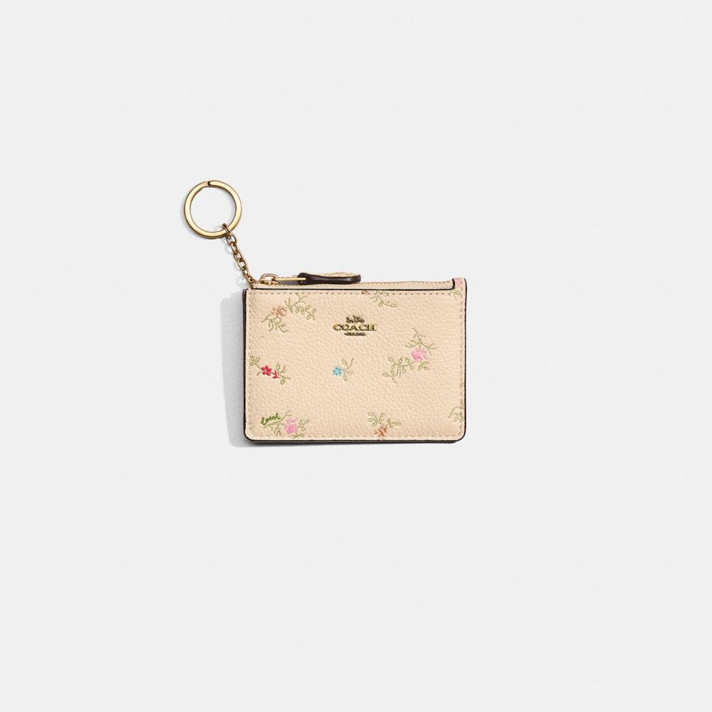 COACH®,Restored Mini Skinny Id Case With Antique Floral Print,,Front View