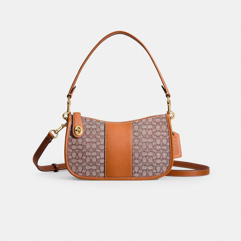 COACH®,Restored Swinger In Micro Signature Jacquard,,Front View