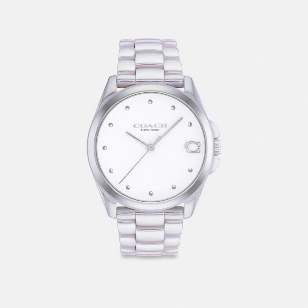 COACH®,Greyson Watch, 36 Mm,Analog,Crystal,Ceramic,Logo,Casual,,Front View