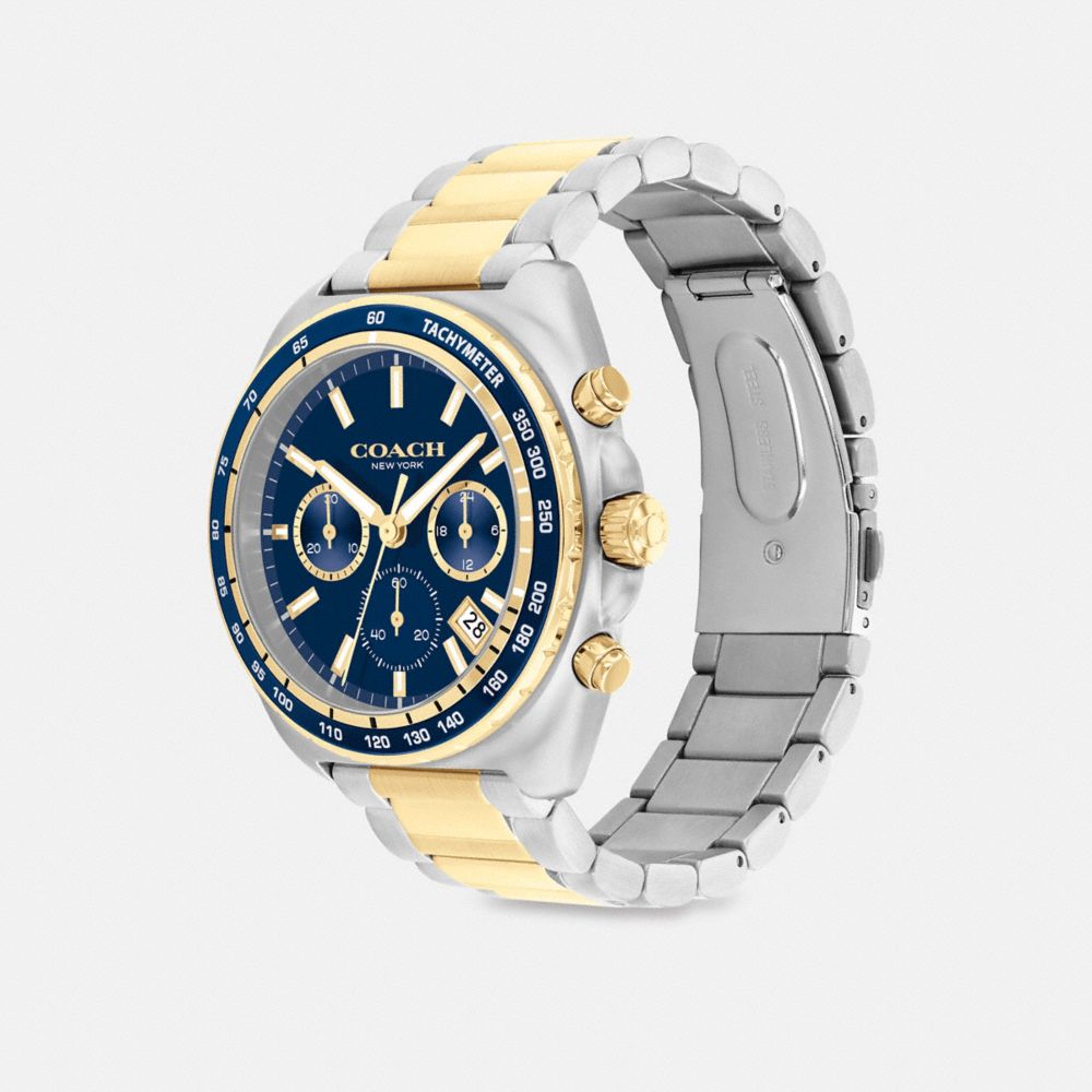 COACH®,Charter Chronograph Watch, 44 Mm,Analog,Crystal,Lacquer,Quartz,Logo,Word Embellishment,Water Resistant,Mixed Metal,...,,Angle View