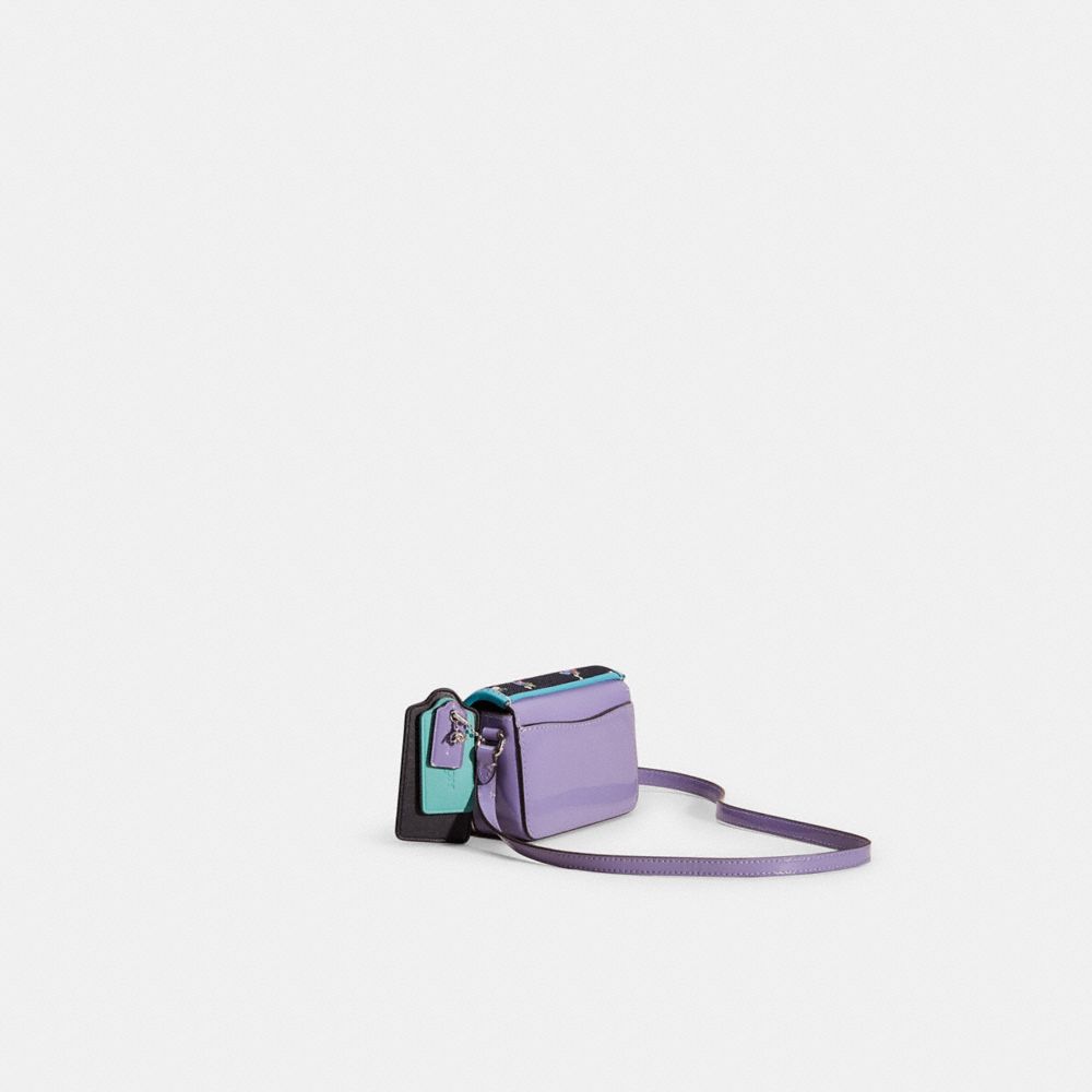 COACH®,Upcrafted Studio 12,Leather,Crossbody,Pattern,Piping,Mixed Media,Silver Metal,Casual,Purple,Angle View