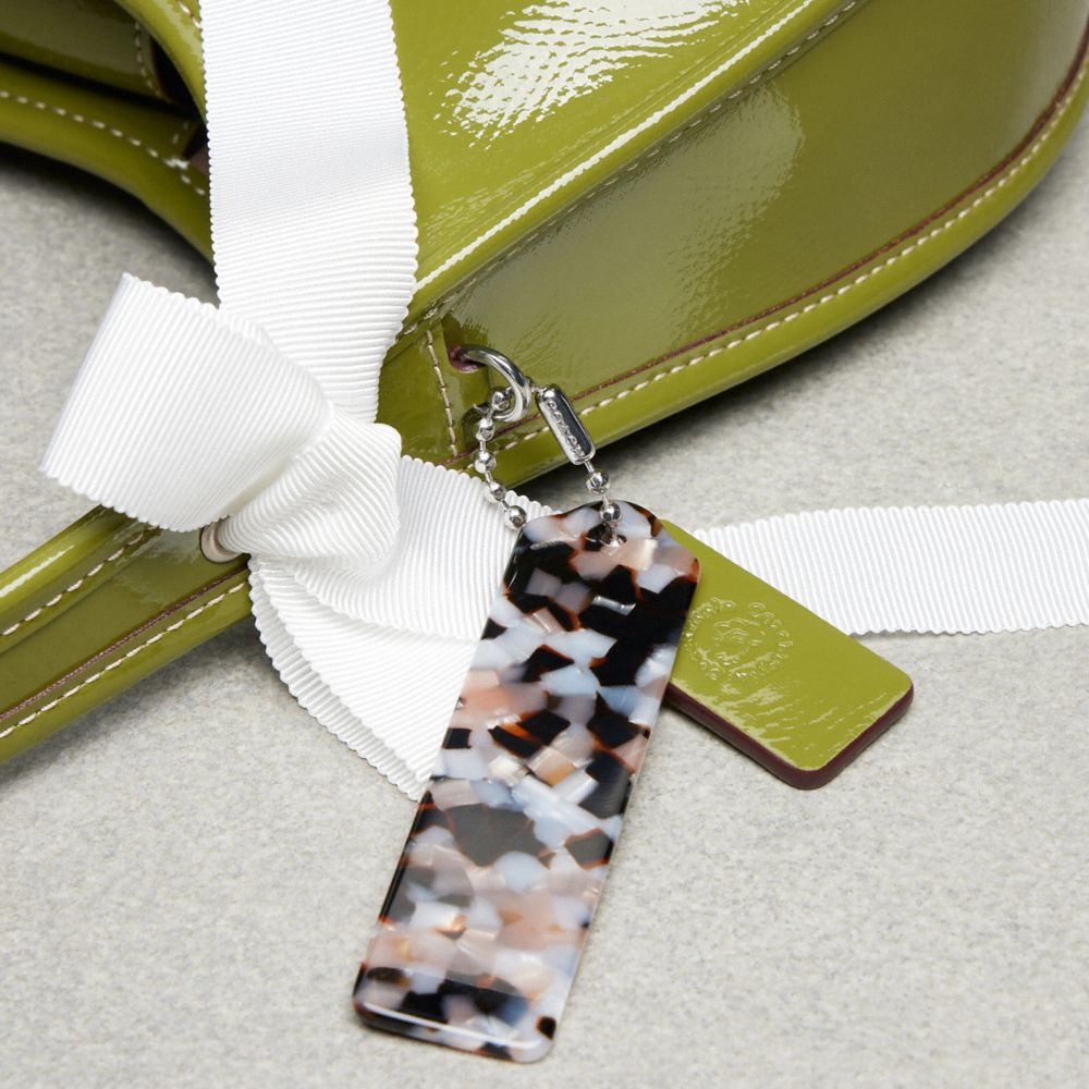 COACH®,Ergo Bag In Crinkle Patent Coachtopia Leather With Bows,Leather,Lining Leather,Polyester,Shoulder Bag,Logo,Bow,Day ...,Green