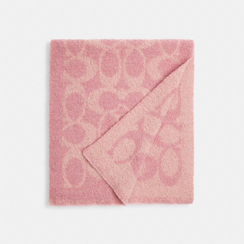 COACH®,Signature Woven Muffler,Wool,Rectangle,Casual,Pink,Front View