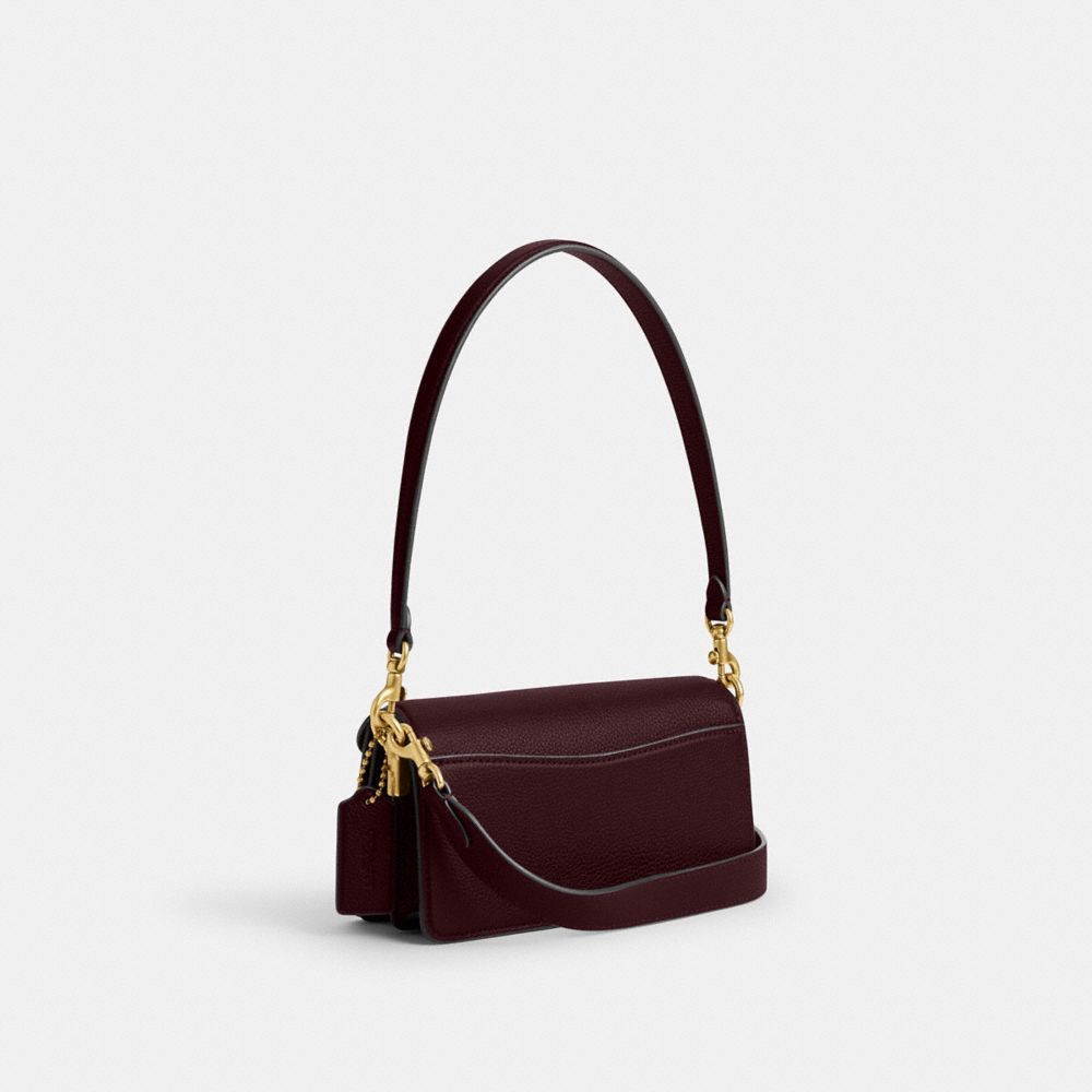 COACH®,Tabby Shoulder Bag 20,Leather,Shoulder Bag,Embossed,Metal,Logo,Day Party,Maroon,Angle View
