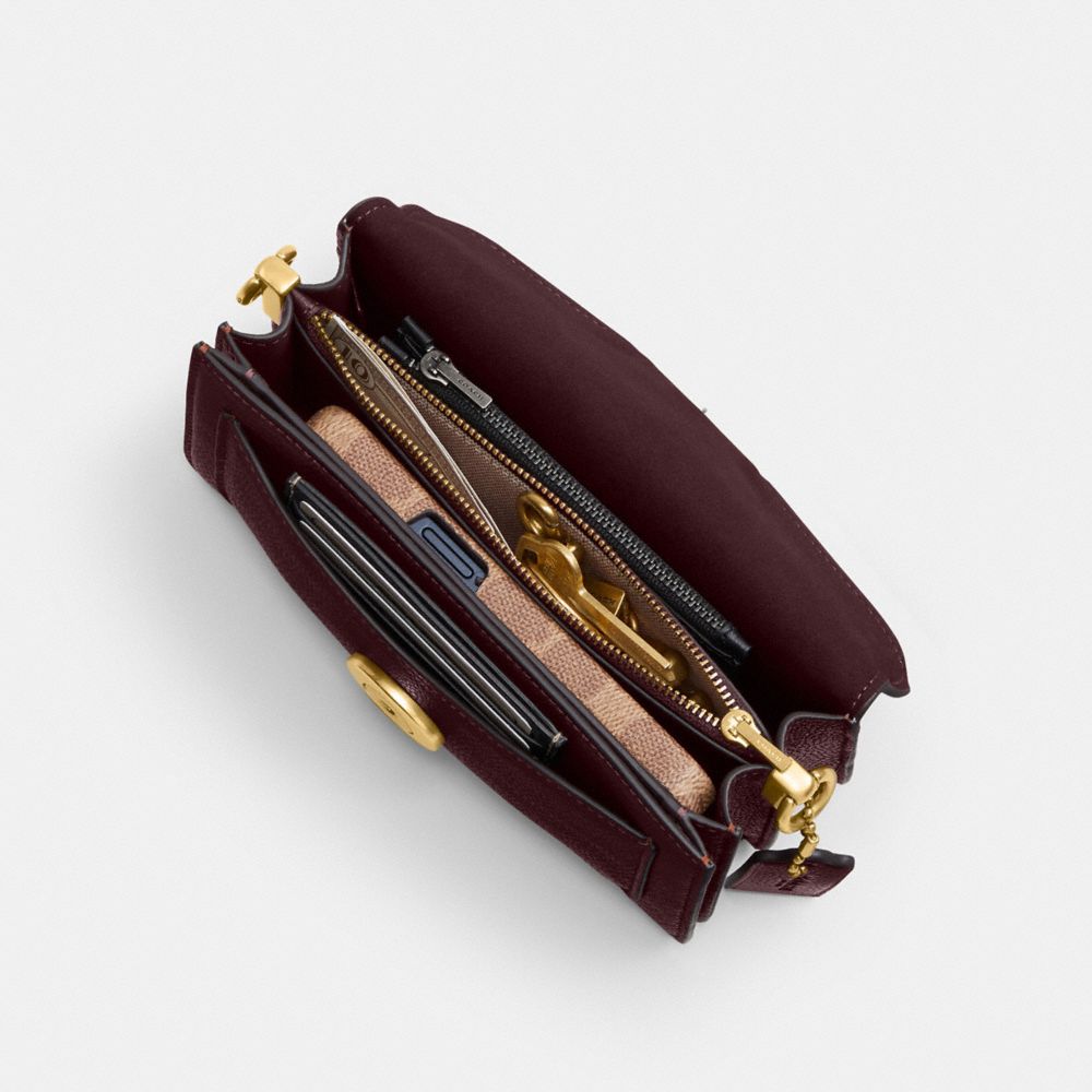 COACH®,Tabby Shoulder Bag 20,Leather,Shoulder Bag,Embossed,Metal,Logo,Day Party,Maroon,Inside View,Top View