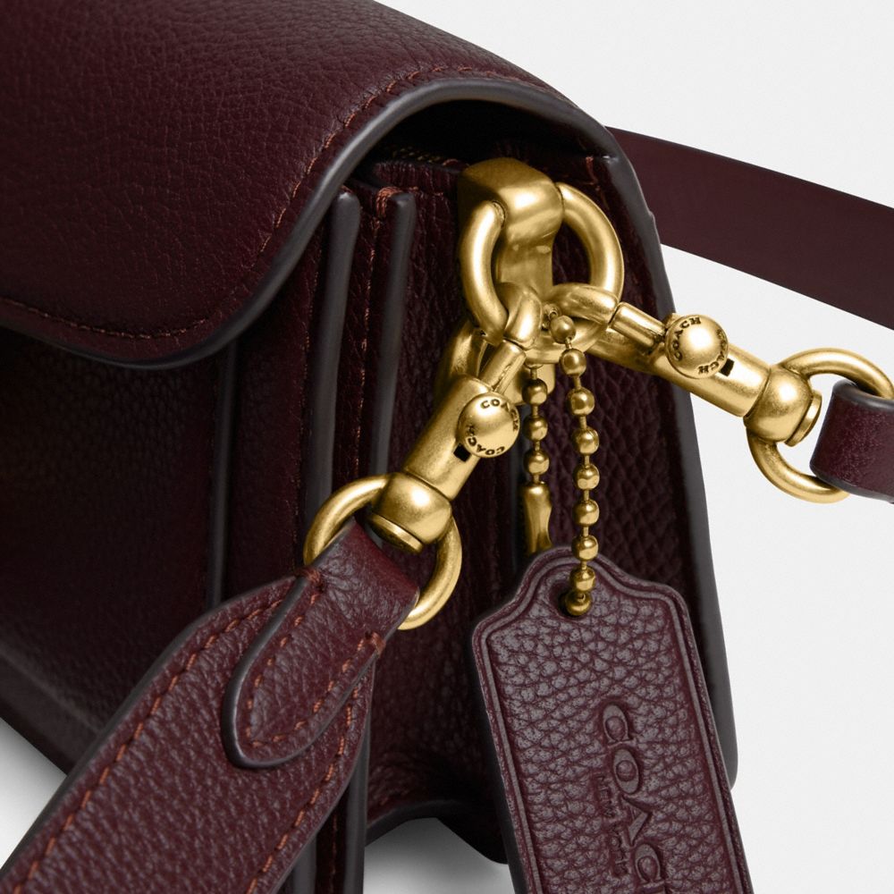 COACH®,Tabby Shoulder Bag 20,Leather,Shoulder Bag,Embossed,Metal,Logo,Day Party,Maroon,Closer View