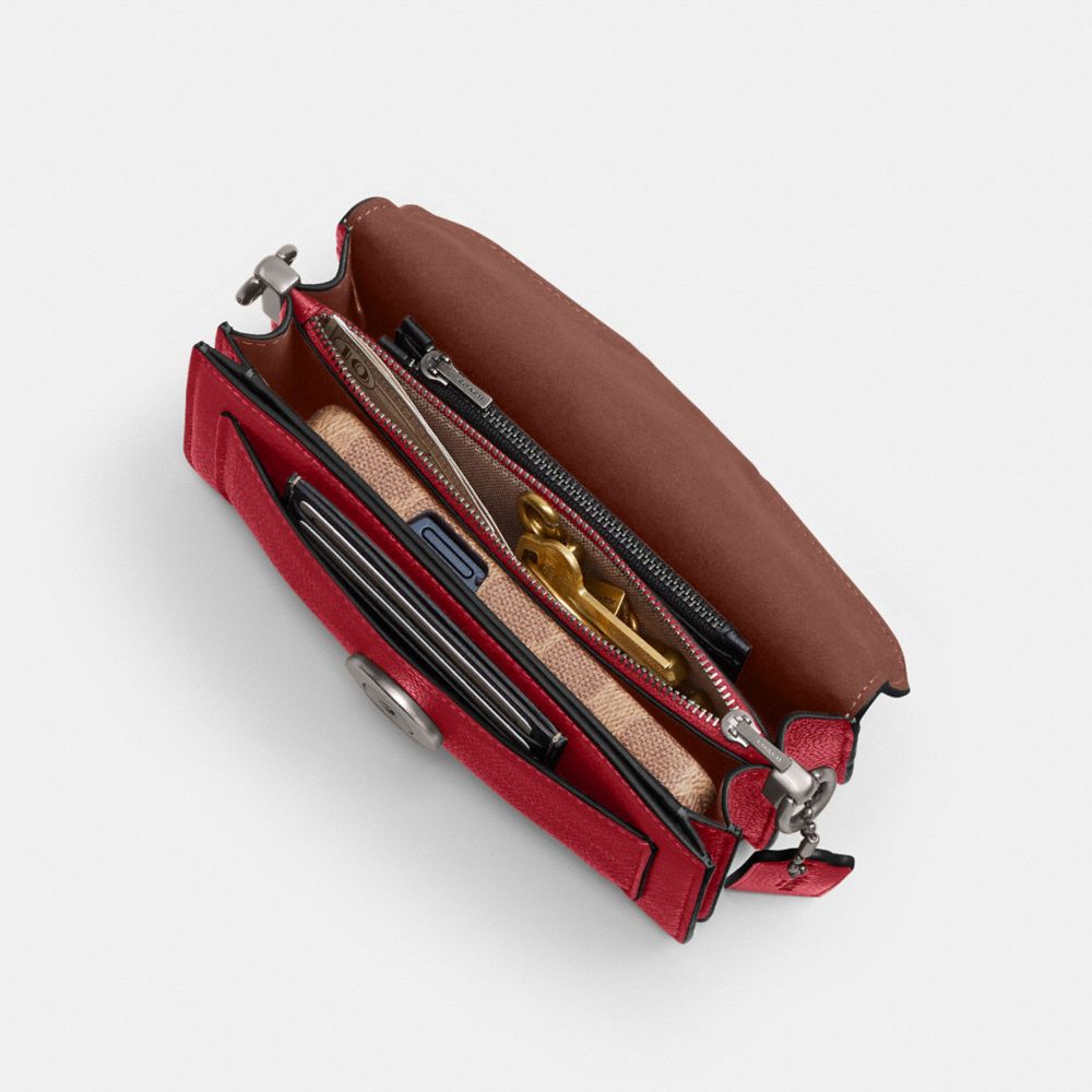 COACH®,Tabby Shoulder Bag 20,Leather,Shoulder Bag,Embossed,Metal,Logo,Day Party,Maroon,Inside View,Top View