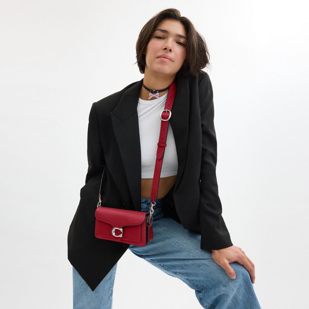 COACH®,Tabby Shoulder Bag 20,Leather,Shoulder Bag,Embossed,Metal,Logo,Day Party,Maroon