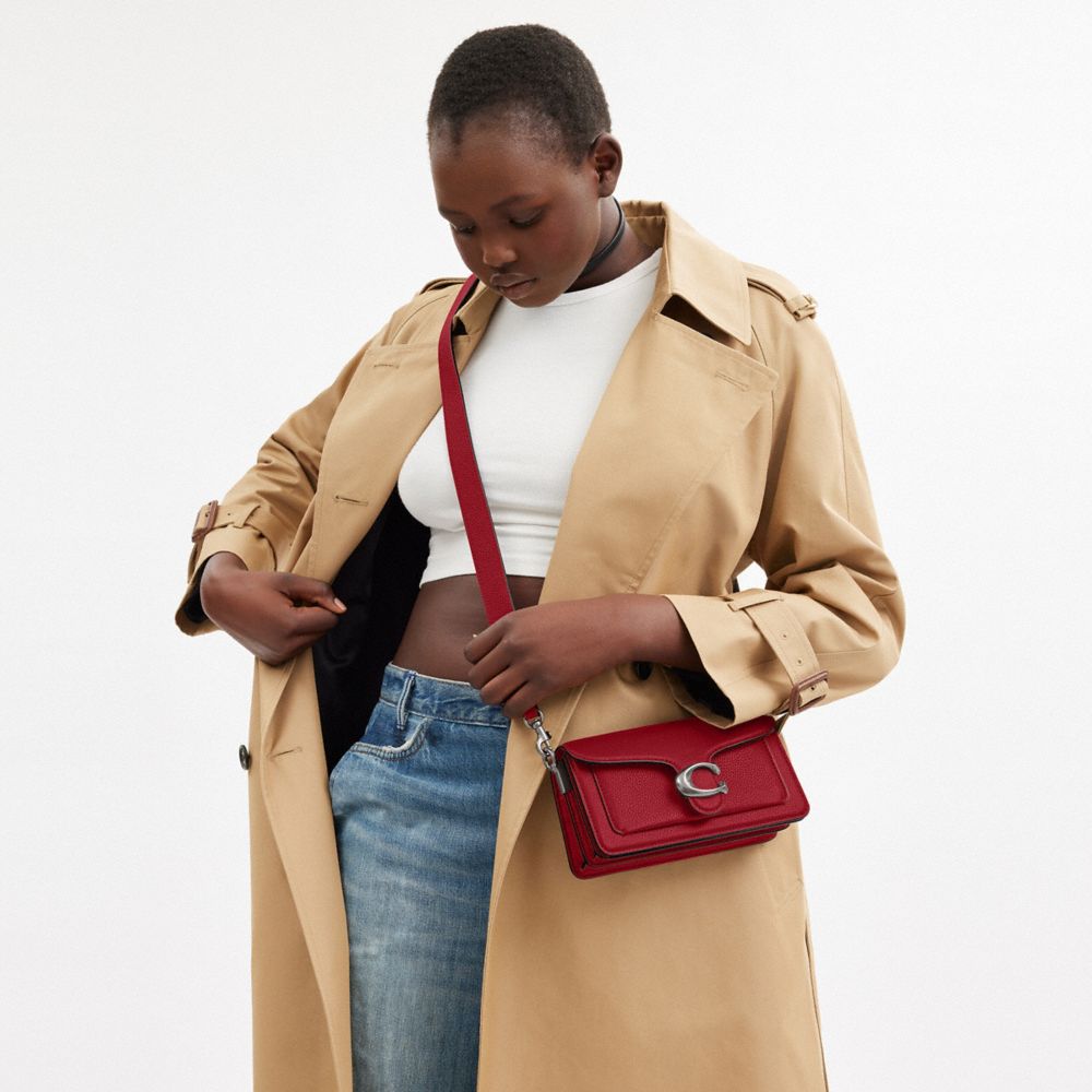 COACH®,Tabby Shoulder Bag 20,Leather,Shoulder Bag,Embossed,Metal,Logo,Day Party,Maroon