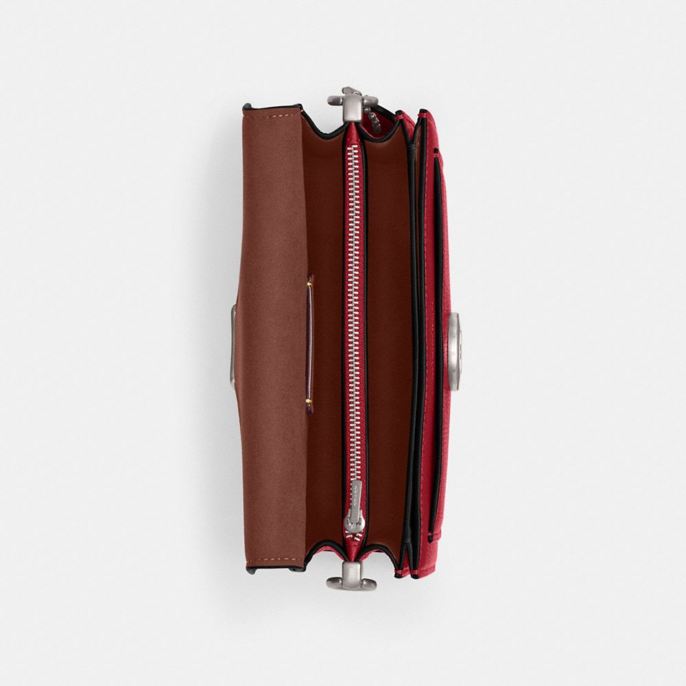 COACH®,Tabby Shoulder Bag 20,Leather,Shoulder Bag,Embossed,Metal,Logo,Day Party,Maroon,Inside View,Top View