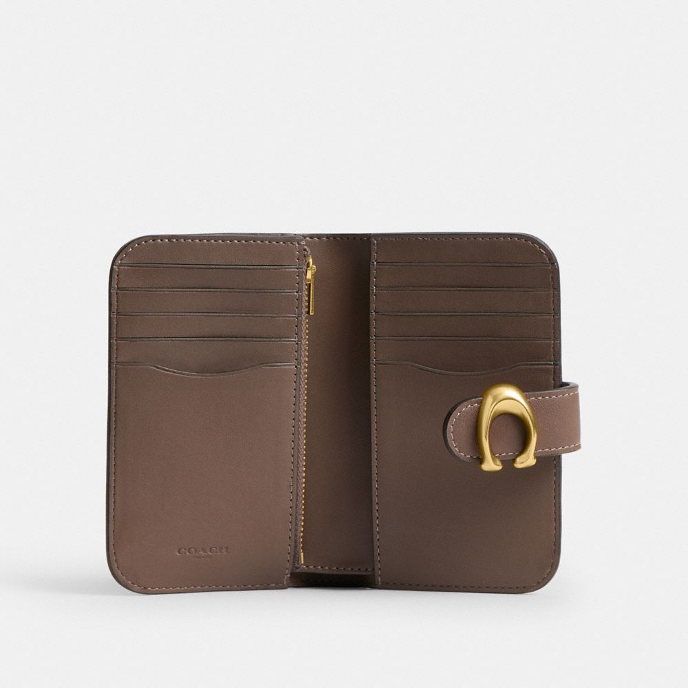 COACH®,Tabby Wallet,Leather,Bi Fold,Metal,Logo,Casual,Brown,Inside View,Top View