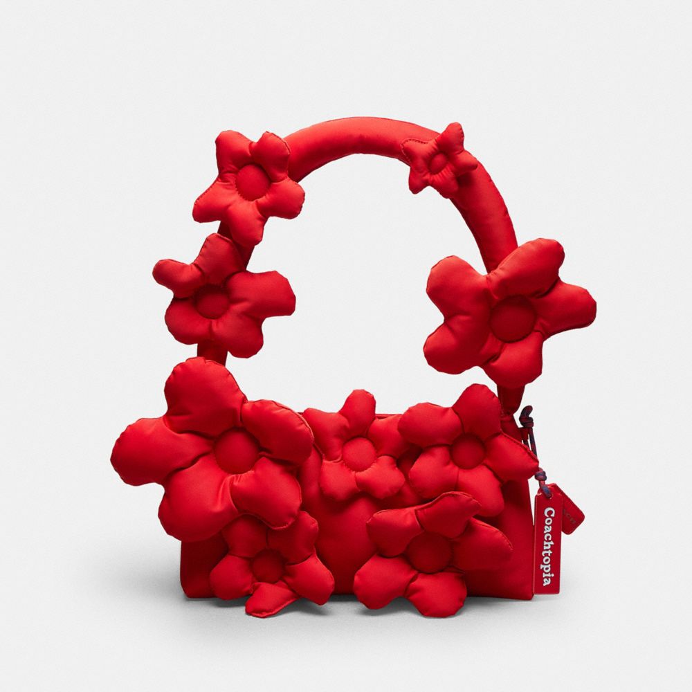 COACH®,Coachtopia Loop Shoulder Bag In Recycled Polyester With Floral Appliqué,