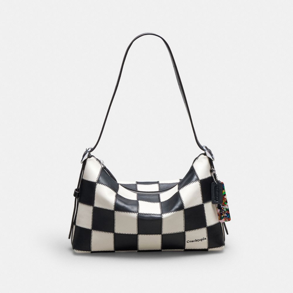 COACH®,Alter/Ego Shoulder Bag In Checkerboard Upcrafted Leather,Leather,Recycled Polyester,Hobo,Embossed,Patchwork,Logo,Ad...,Multi Color