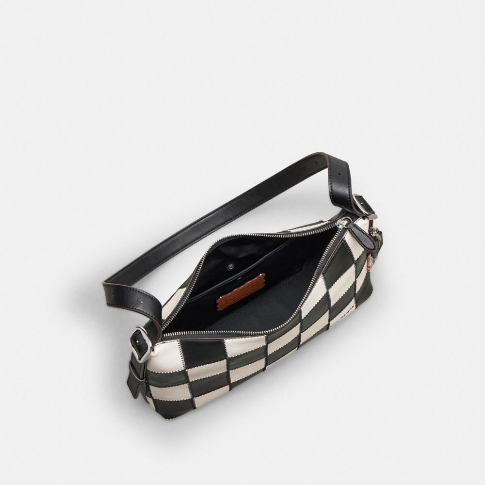 COACH®,Alter/Ego Shoulder Bag In Checkerboard Upcrafted Leather,Leather,Recycled Polyester,Hobo,Embossed,Patchwork,Logo,Ad...,Multi Color,Inside View,Top View
