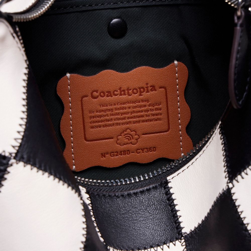 COACH®,Alter/Ego Shoulder Bag In Checkerboard Upcrafted Leather,Leather,Recycled Polyester,Hobo,Embossed,Patchwork,Logo,Ad...,Multi Color,Closer View