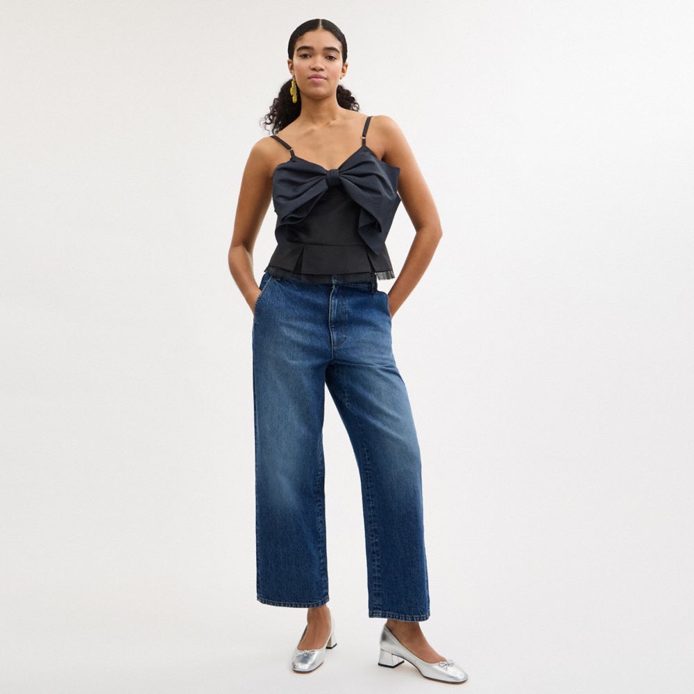 COACH®,Denim Trousers,Cotton,Straight,Wide Leg,Casual,Work,,Scale View