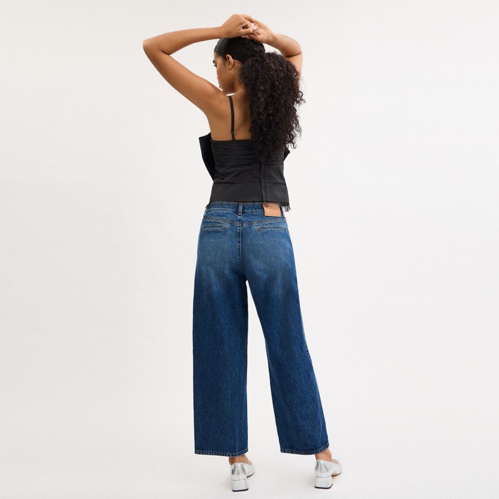 COACH®,Denim Trousers,Cotton,Straight,Wide Leg,Casual,Work,,Scale View