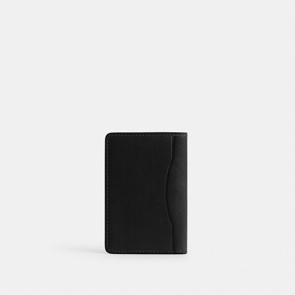 COACH®,Card Wallet,Leather,Bi Fold,Logo,Casual,Black,Back View