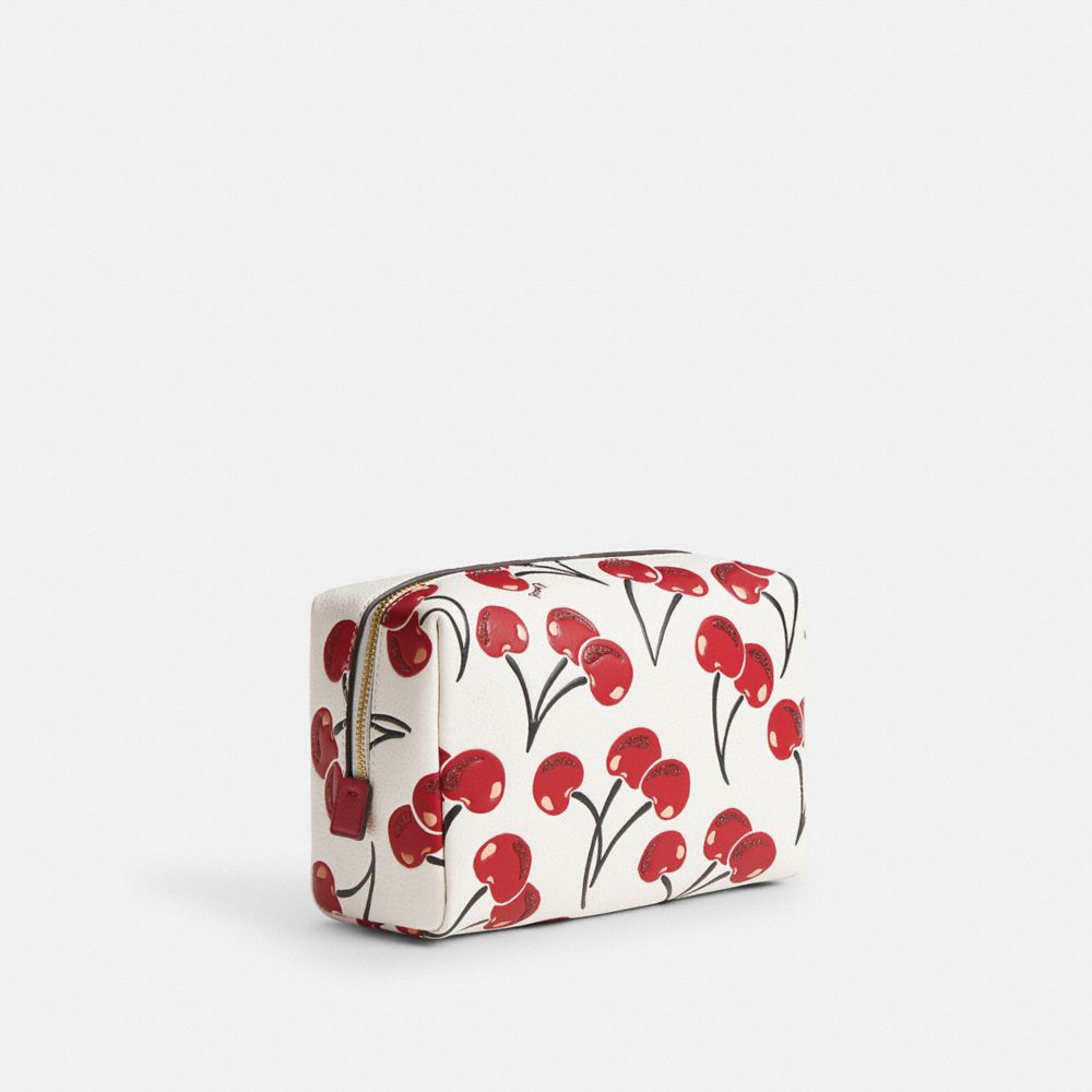 COACH®,Essential Cosmetic Pouch With Cherry Print,,Angle View