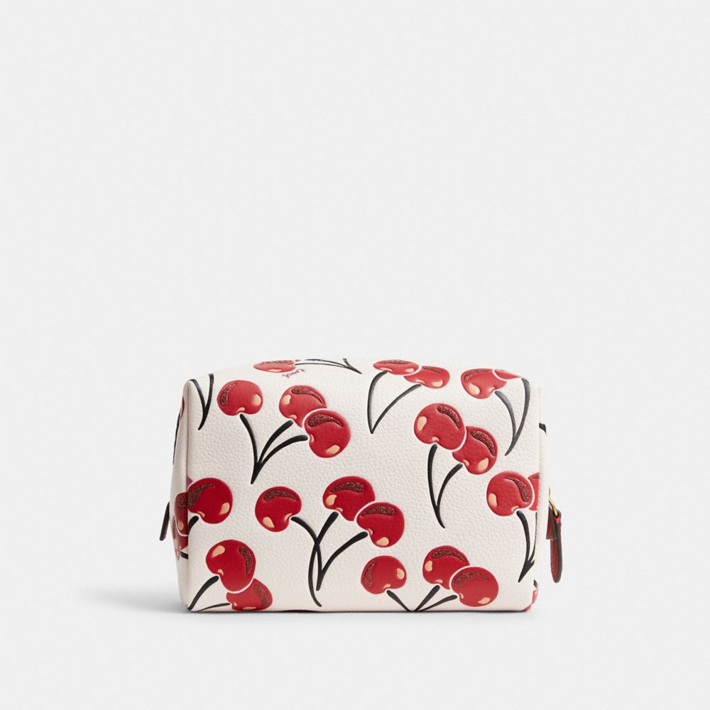 COACH®,Essential Cosmetic Pouch With Cherry Print,,Back View