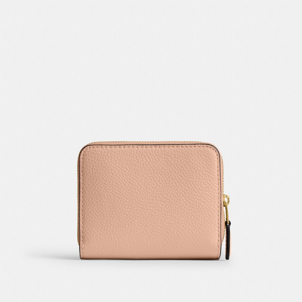 COACH®,Essential Billfold Wallet In Colorblock,Leather,Bi Fold,Logo,Metal,Casual,Pink,Back View