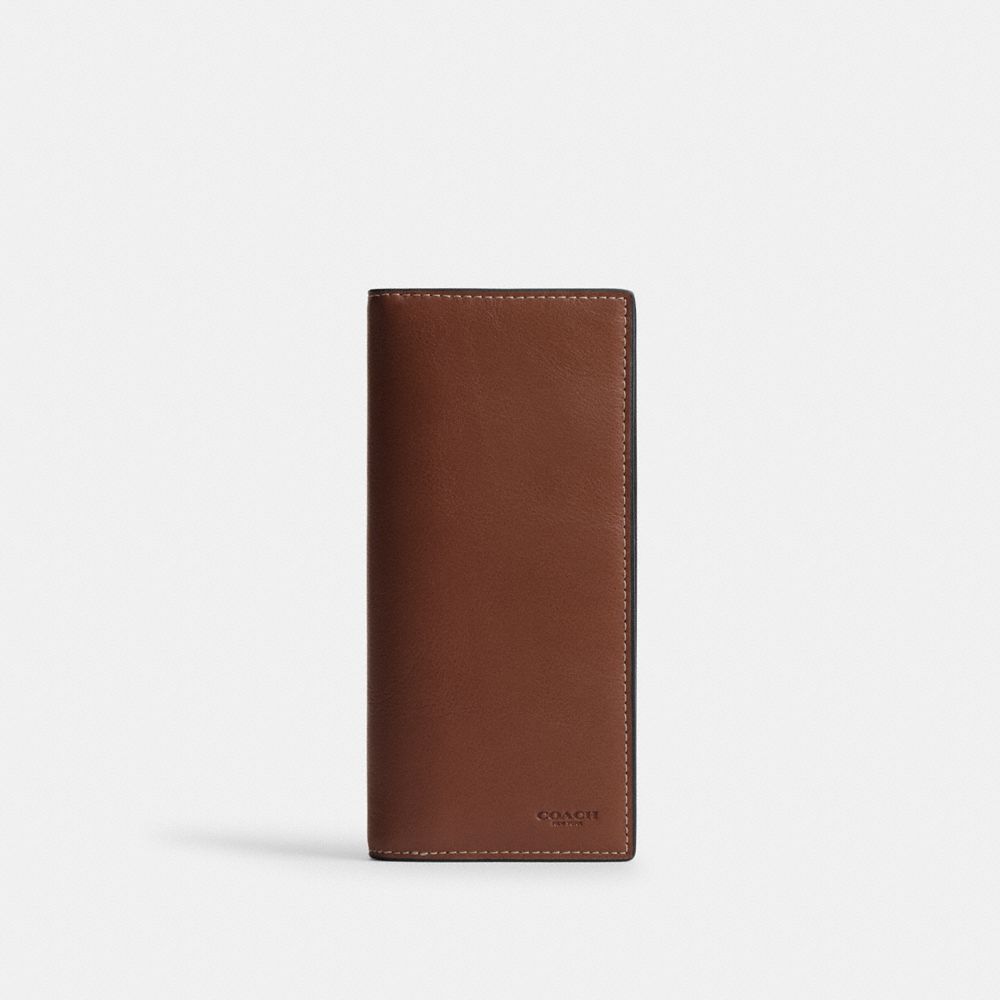COACH®,Breast Pocket Wallet,Leather,Bi Fold,Logo,Casual,Brown,Front View