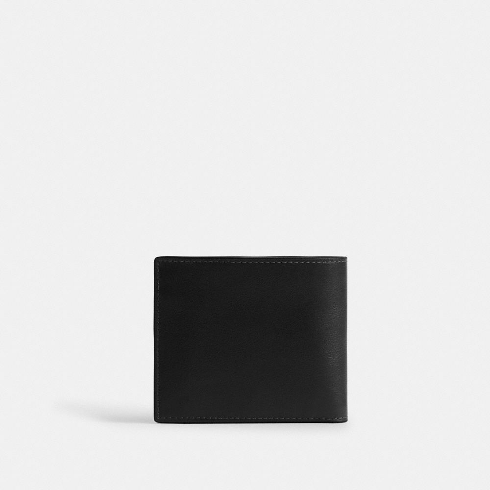COACH®,Coin Wallet,Leather,Coin,Bi Fold,Logo,Casual,Black,Back View