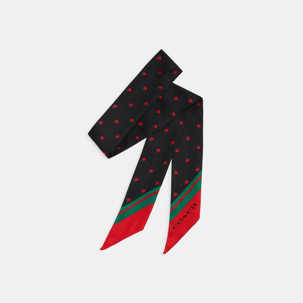 COACH®,Mini Apple Print Silk Skinny Scarf,,Front View